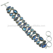 Blue Flashy Labradorite Gemstone & 925 Sterling Silver Handmade Designer Bracelet Jewelry